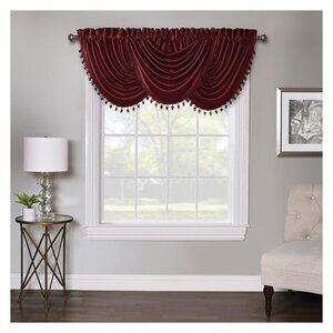 NEW Regal Home Regency Rod Pocket Waterfall Valance Curtain Burgundy Red 38x58